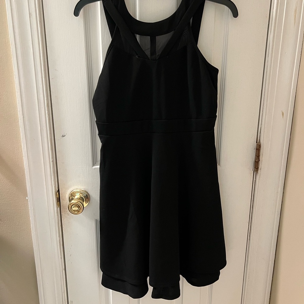Girls Black Dress with mesh insert on top (cotillion)
